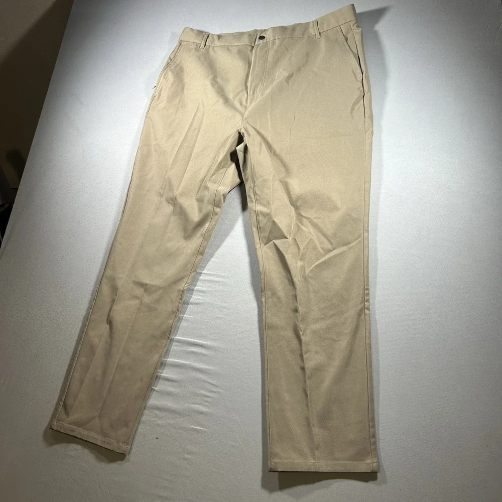 Wowie Pants Mens 36x32 Khaki Stretch Chino Travel Tech Golf Performance Pants